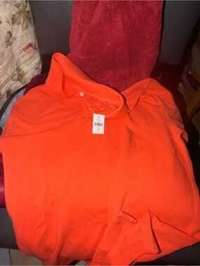 Classic Women's Button-Down Shirt in Bright Orange